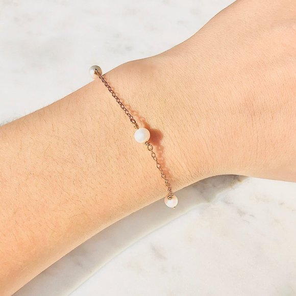 14K gold-filled and freshwater pearl bracelet - Picture 2 of 2